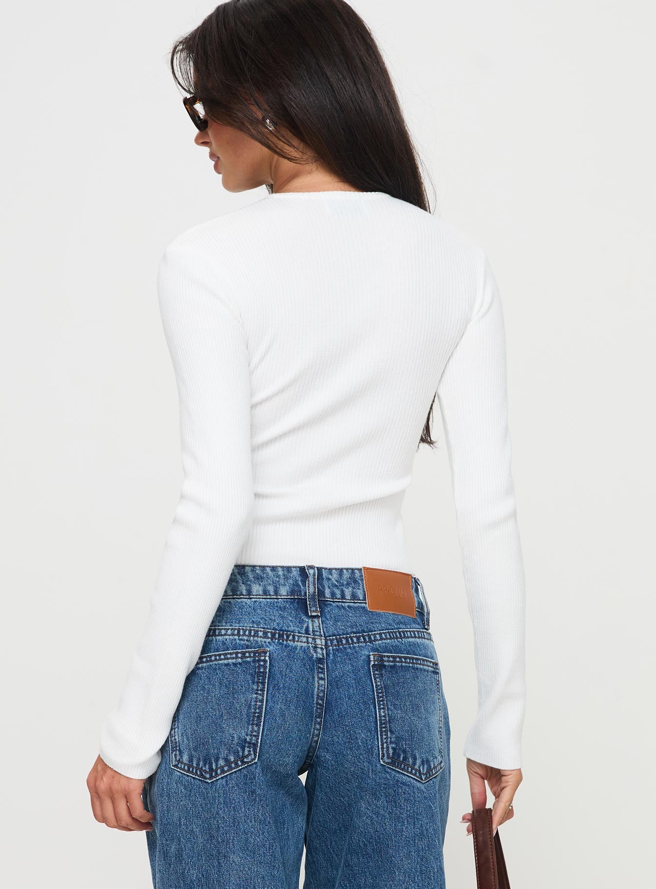 Suzu Long Sleeve Knit Top White、mySite、solidvoid