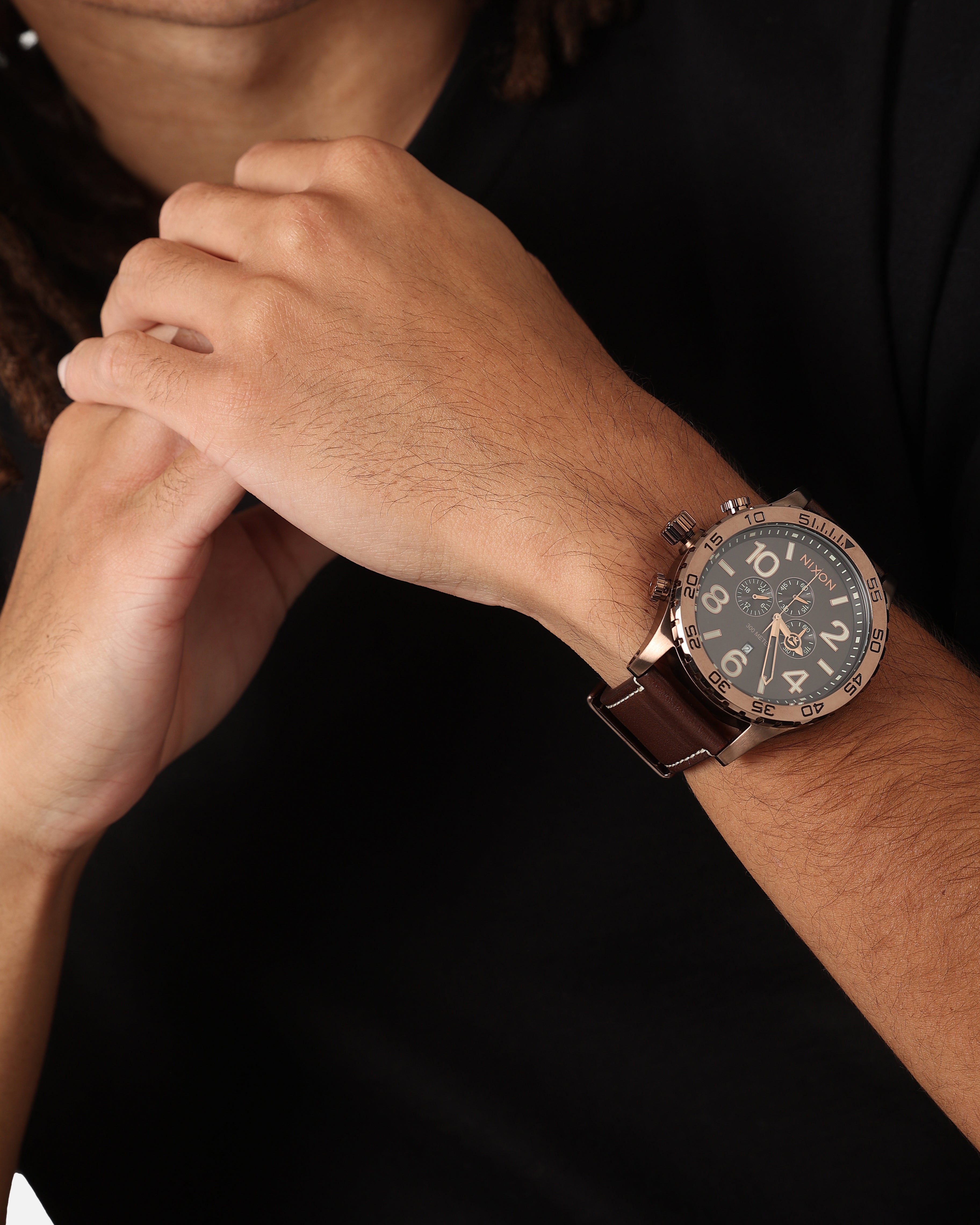 Nixon 51-30 Chrono Leather Watch Chocolate/Dark Roast Brown、mySite、zt4zffjzw