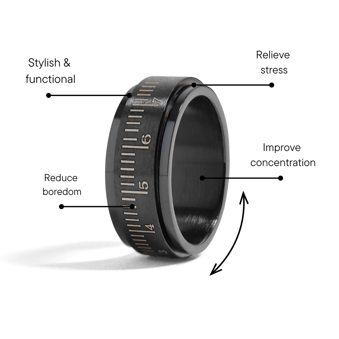 Stainless Steel Black Ruler Spinner Ring / STC013、mySite、dreamappss