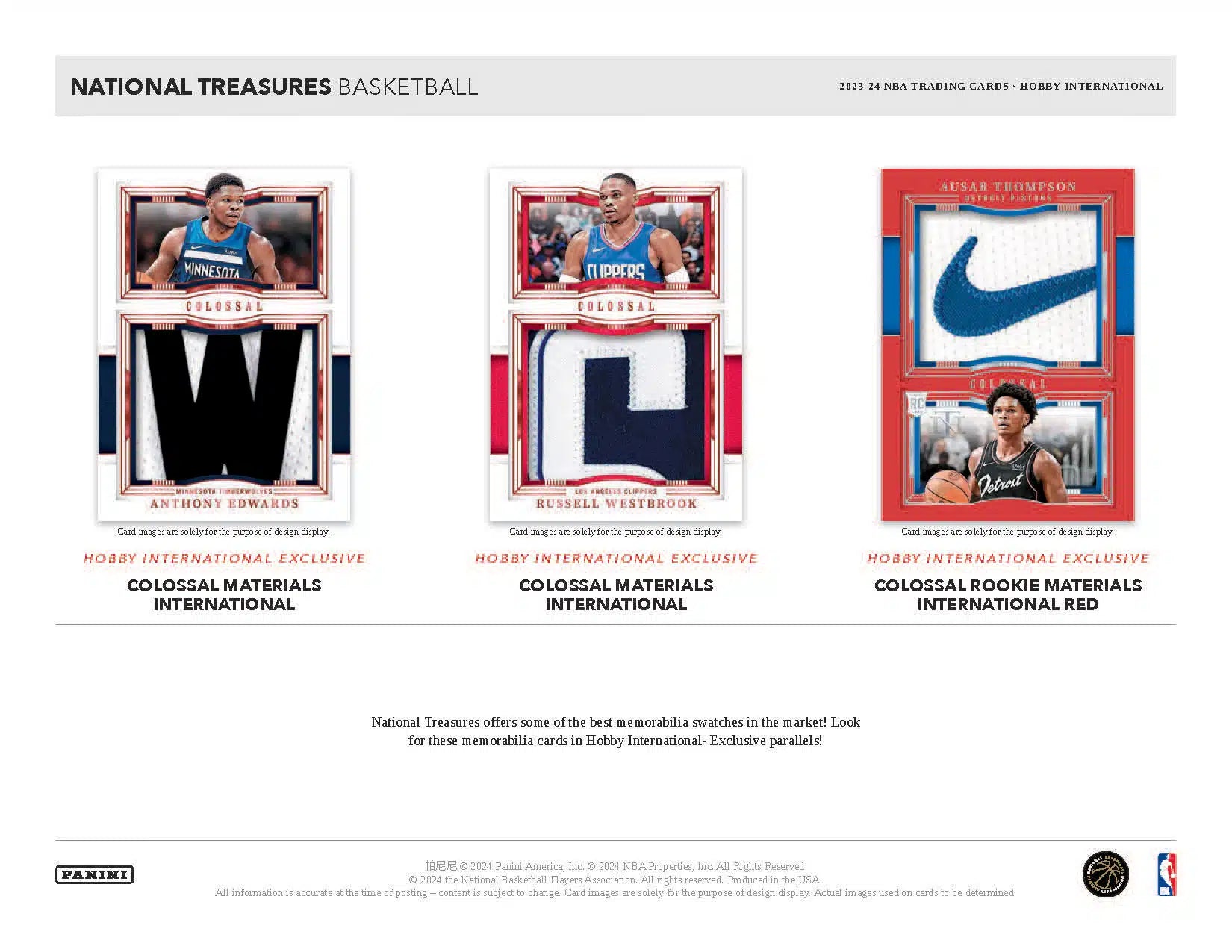 Panini National Treasures NBA Basketball 2023/24 - International Hobby Box、mySite、waistdrama