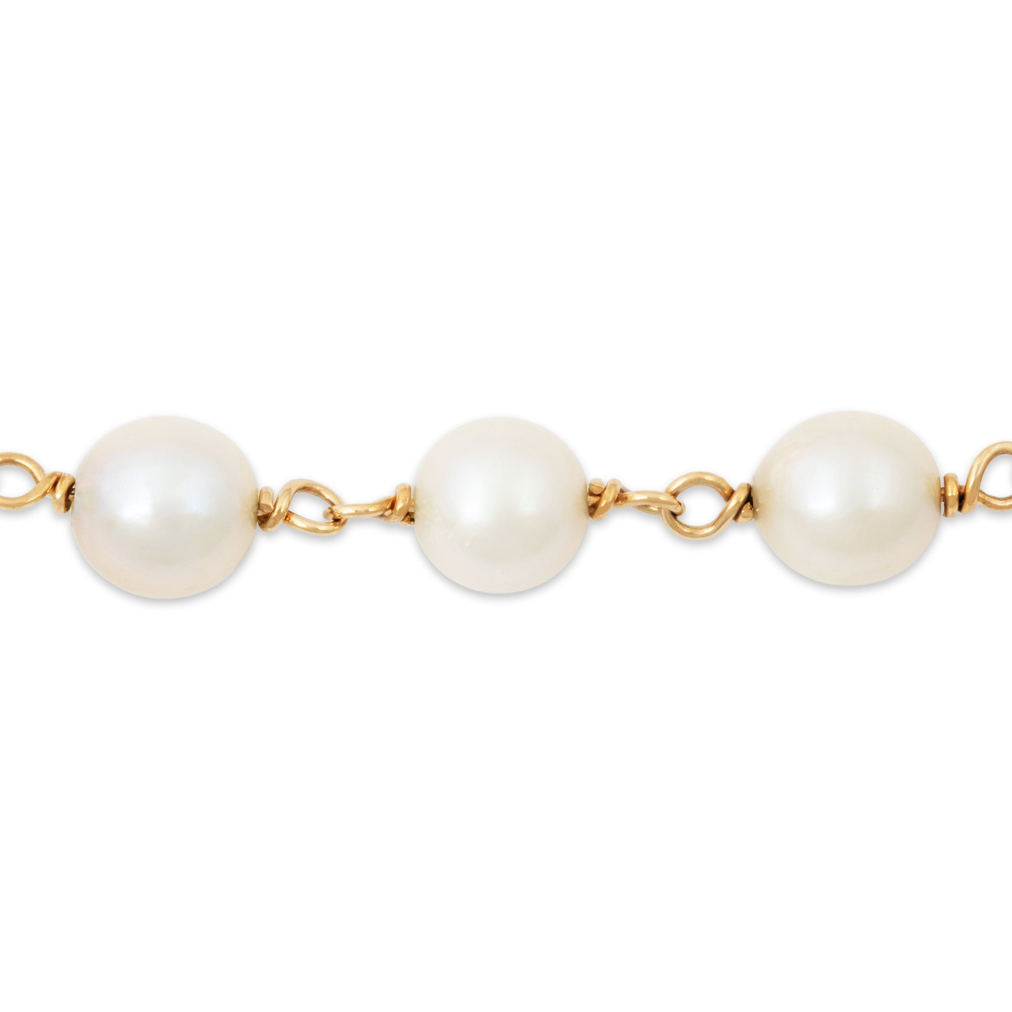 Vintage 14k Yellow Gold Pearl Beaded Station Bracelet 6.5、mySite、hinf8tx79