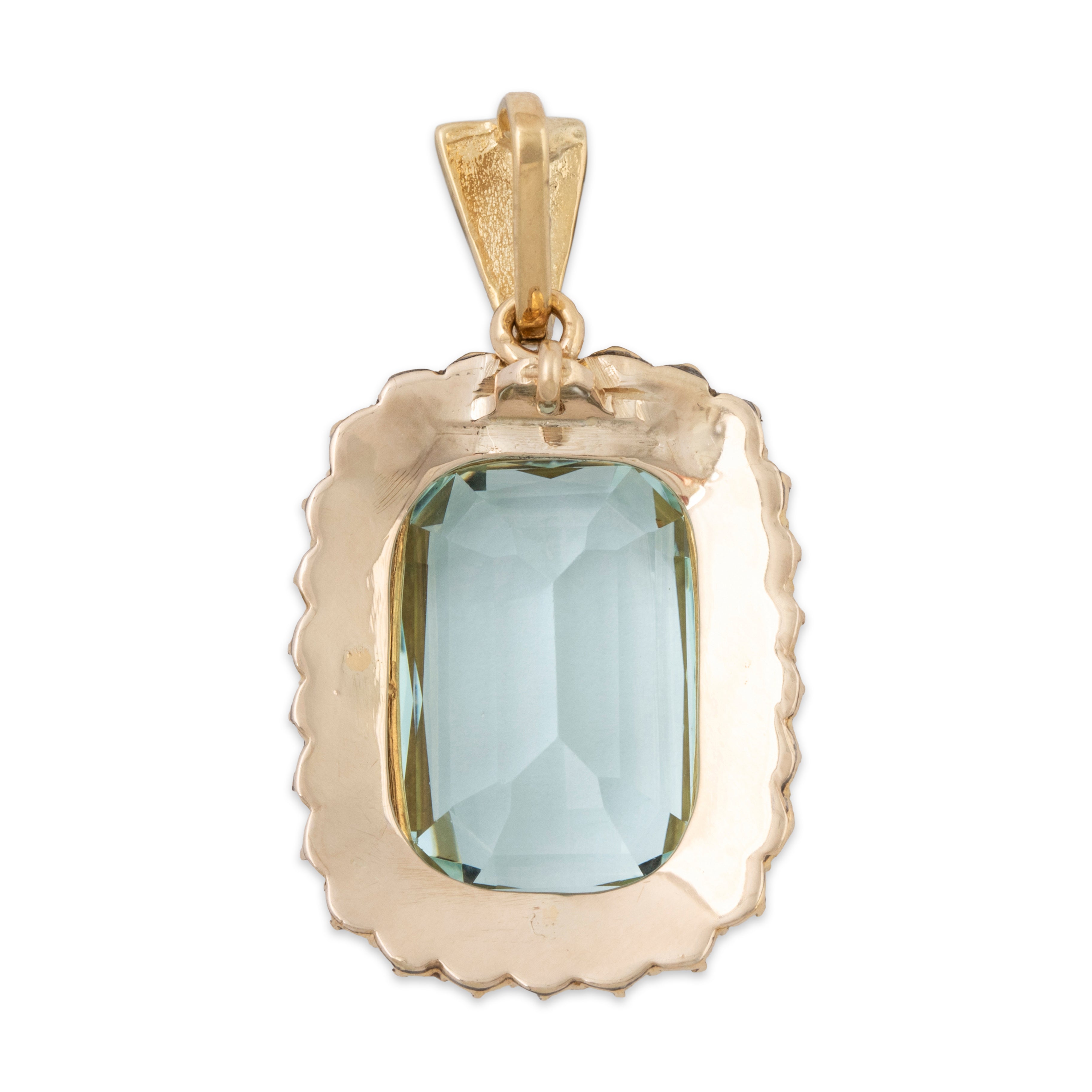 Antique Large Victorian 10k & 14k Yellow Gold 10.91ct Aquamarine Pearl Pendant、mySite、hinf8tx79