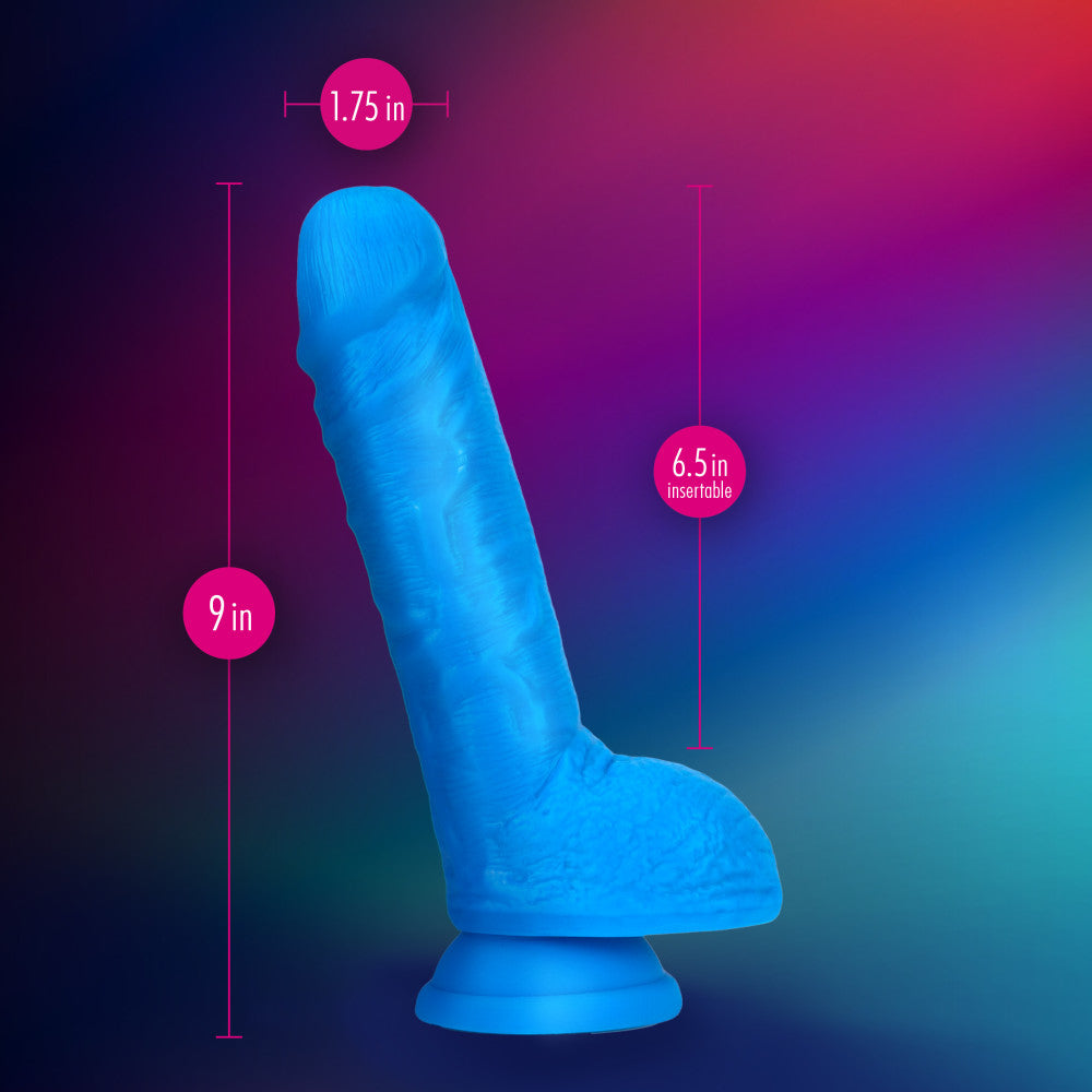 Neo Elite By Blush® | Neon Blue: 9-Inch Long Dildo - Made with Purio™ Silicone & SensaFeel® Dual Density Realistic Technology、mySite、bottomscart