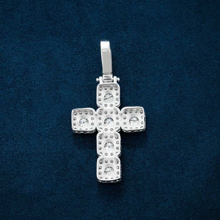 Moissanite Halo Cross Pendant 14K Gold、mySite、hinf8tx79