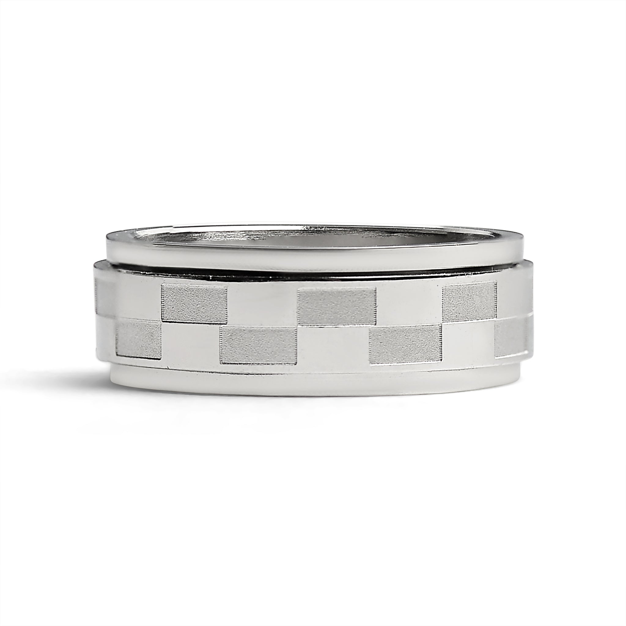 Stainless Steel Two Toned Checkered Spinner Ring / FNS003、mySite、dreamappss