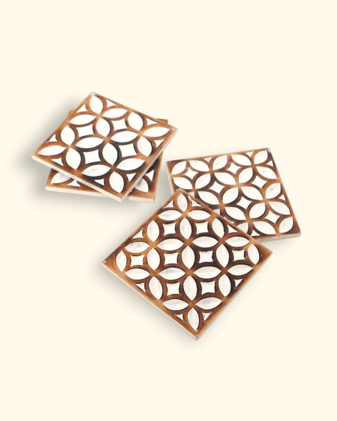 Set of 4 Flower of Life Wood Coasters、mySite、topwebapps