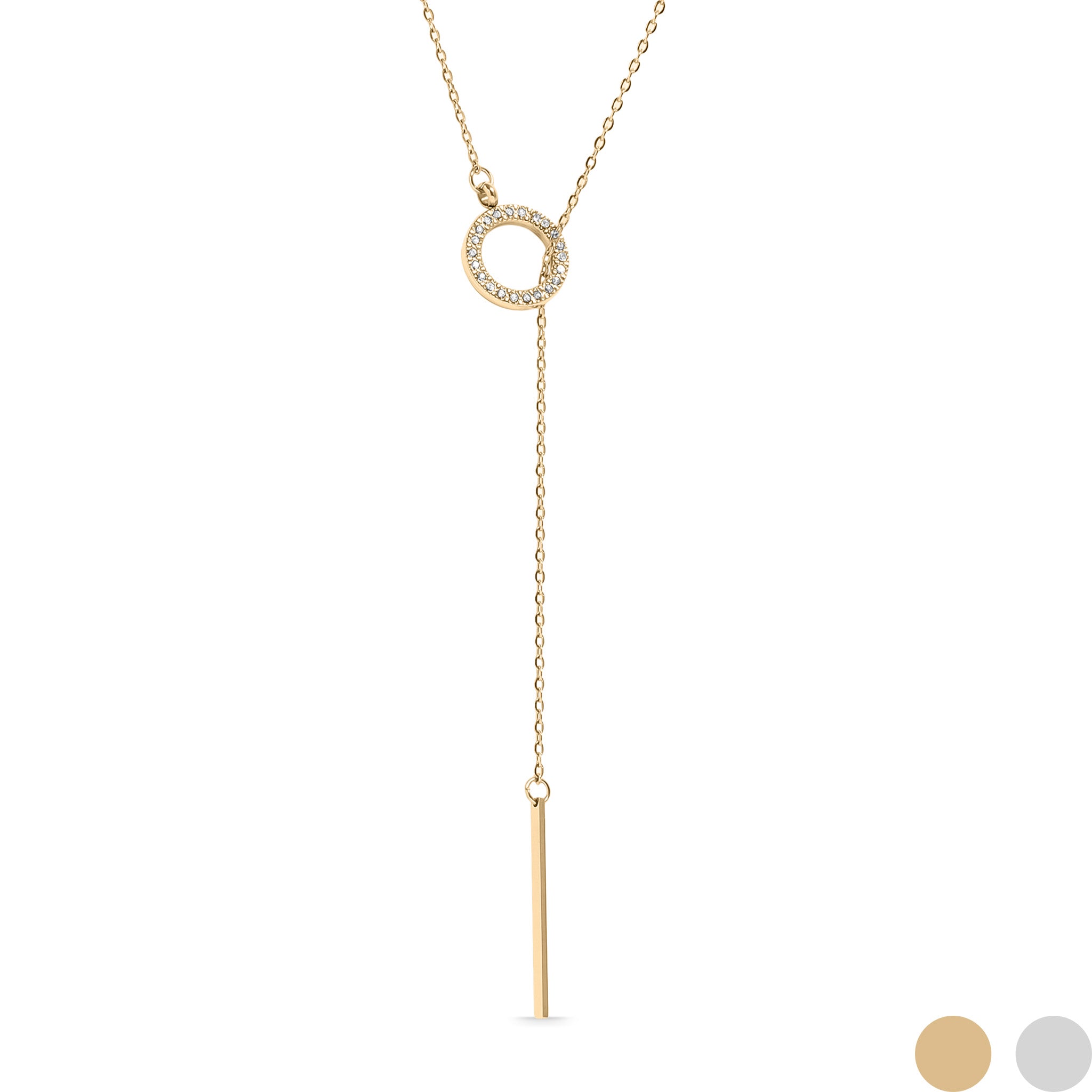 18K Gold PVD Stainless Steel Toggle with Drop Bar Lariat Necklace / CHN0060、mySite、dreamappss