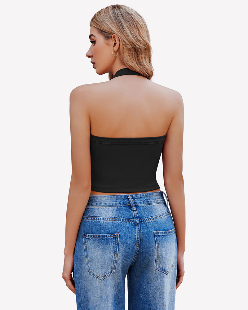 Double Lined Backless Ribbed Crop Top、mySite、bengalsvssteelers