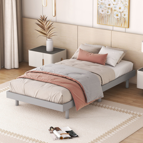 Modern Design Full Floating Platform Bed Frame for White Washed Color、、xpatfood