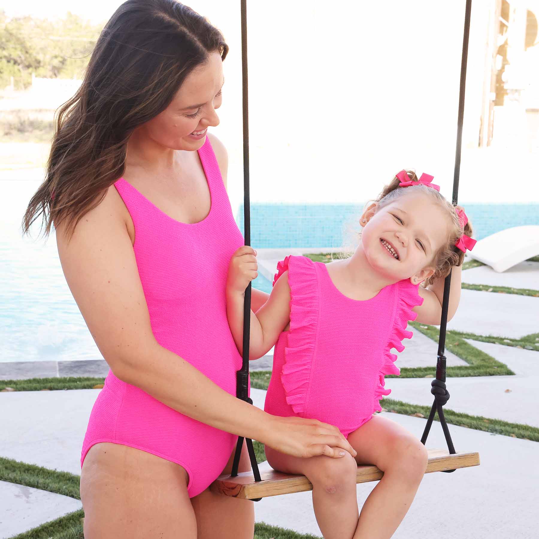  Women's Crinkle One-Piece Swimsuit | Neon Pink、mySite、layawaytickets