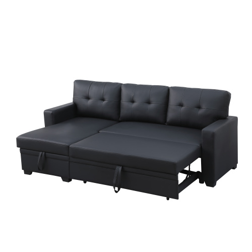 Upholstered Pull out Sectional Sofa with Chaise、、casual