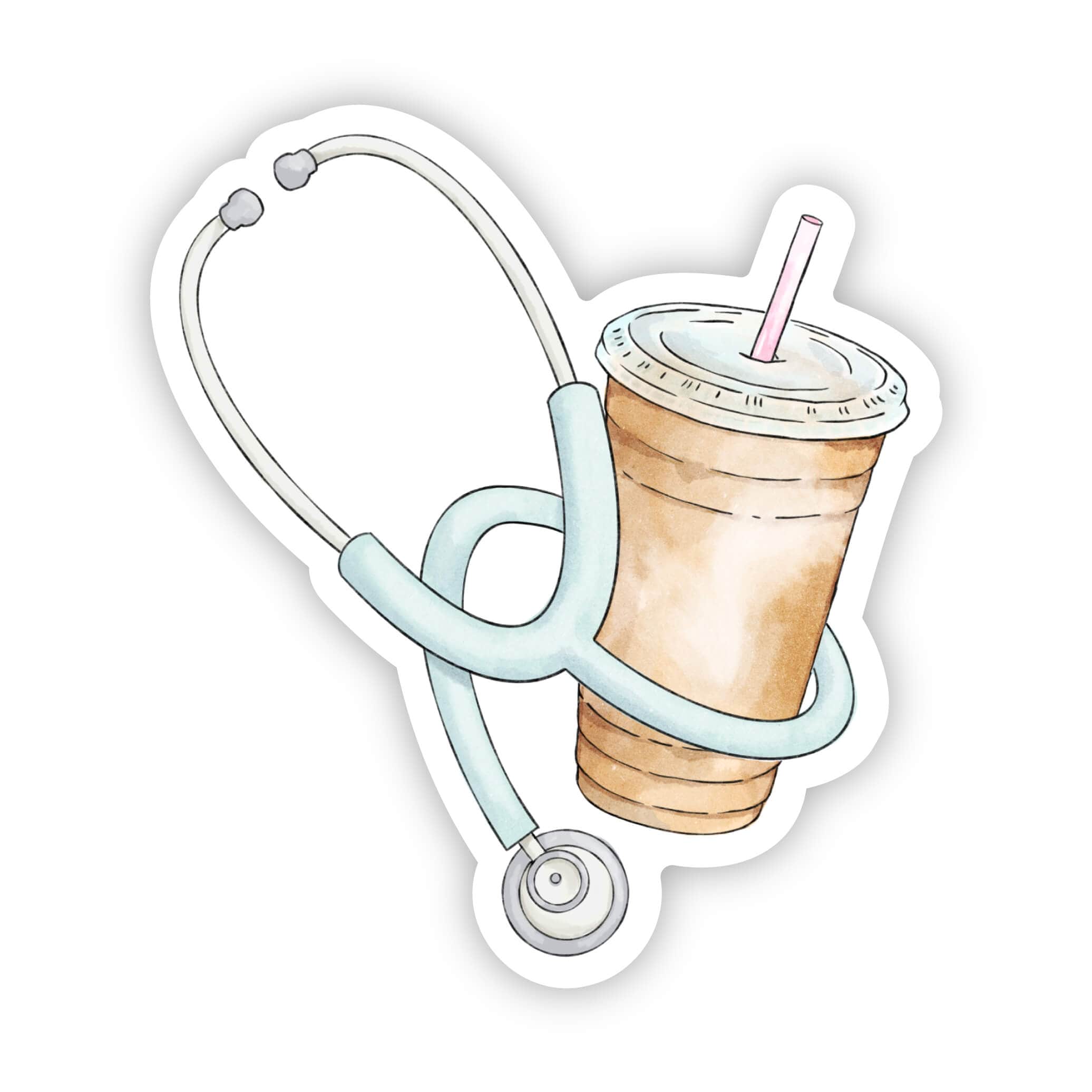  Blue stethoscope and iced coffee sticker、mySite、elrpsem3k