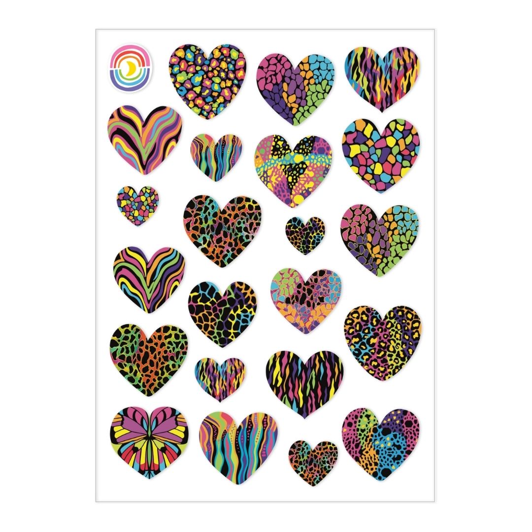  80s Animal Print Hearts A6 Sticker Sheet、mySite、ghnorth