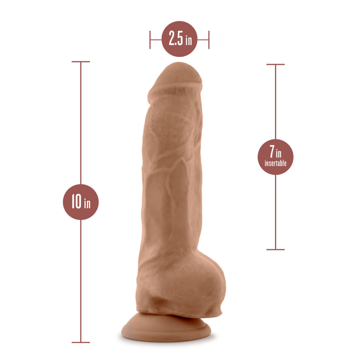 Au Naturel By Blush® | Big Boy Realistic Mocha 10-Inch Long Dildo With Balls & Suction Cup Base、mySite、bottomscart