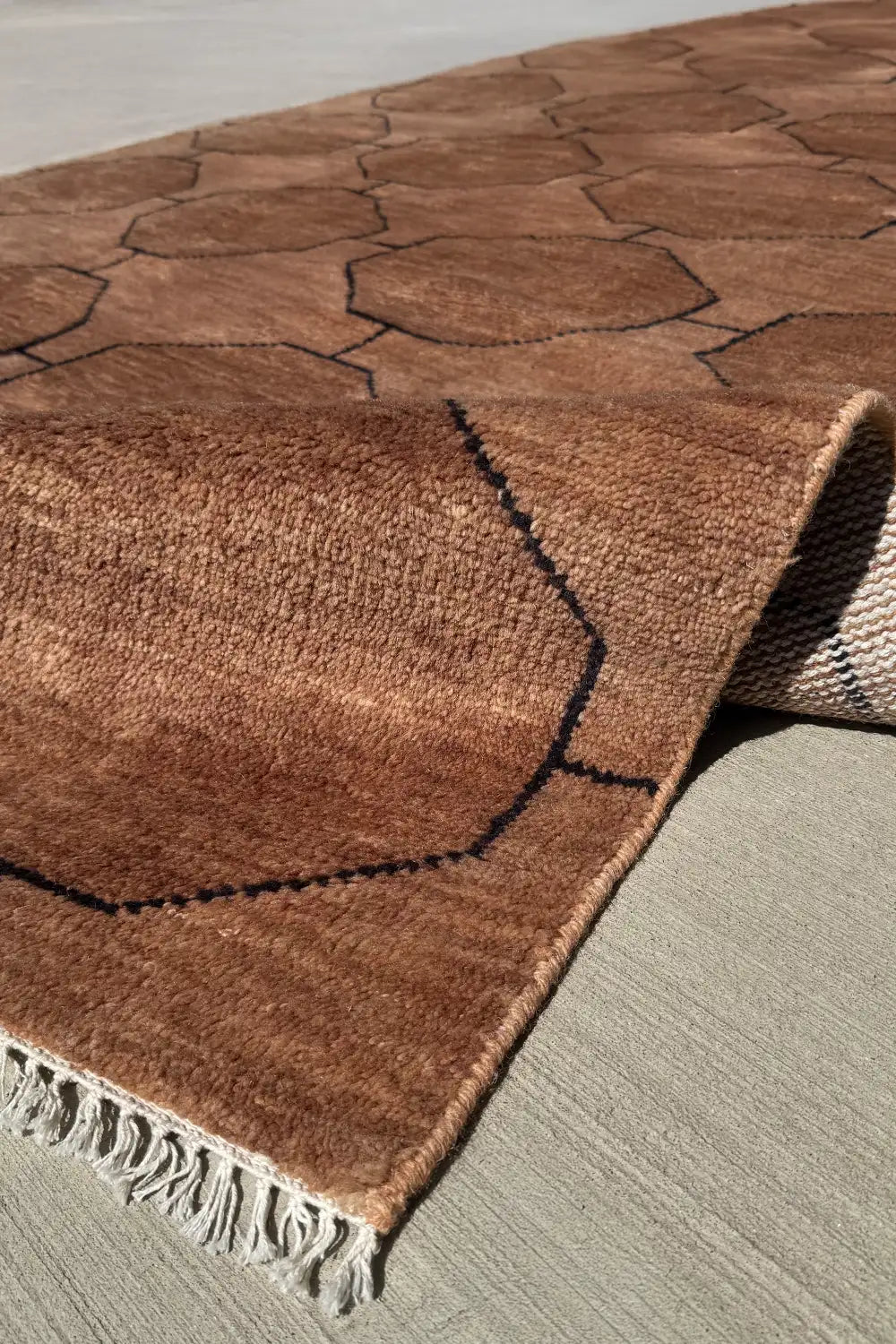 Light Brown Octagon Hand-Knotted Geometric Wool Rug 6x9、mySite、gigharbornorthrealestate