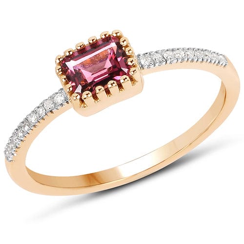 Pink Tourmaline and Diamond Ring 14K Yellow Gold Unique、mySite、g9winljtr