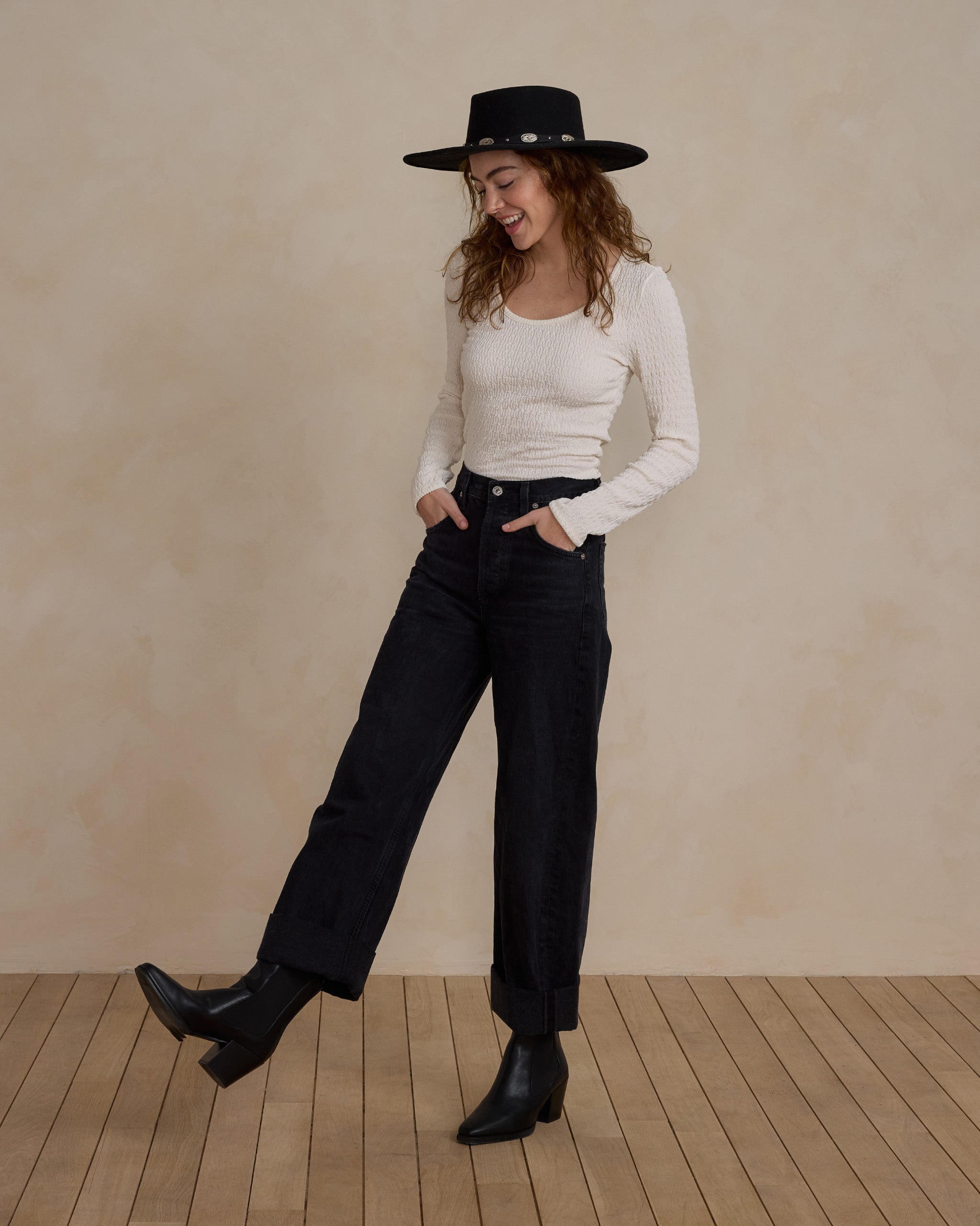  Textured Long Sleeve Tee | Ivory、mySite、layawaytickets