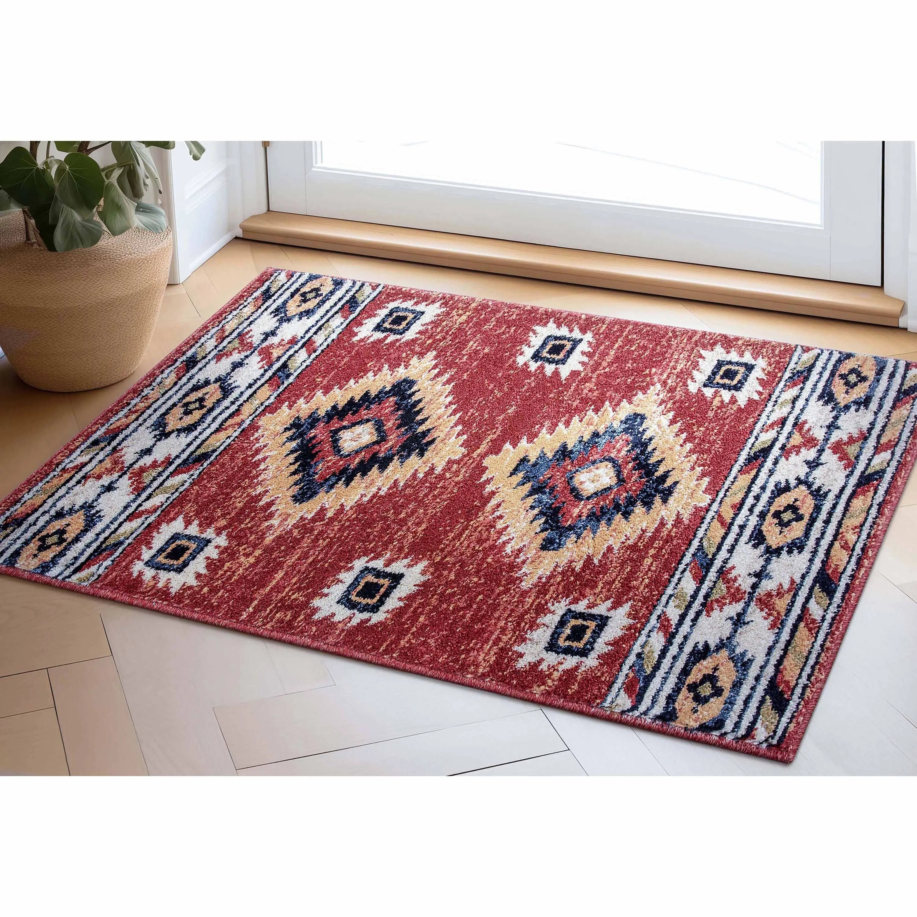 Lea Crimson Traditional Southwestern Tribal Rug、mySite、gigharbornorthrealestate
