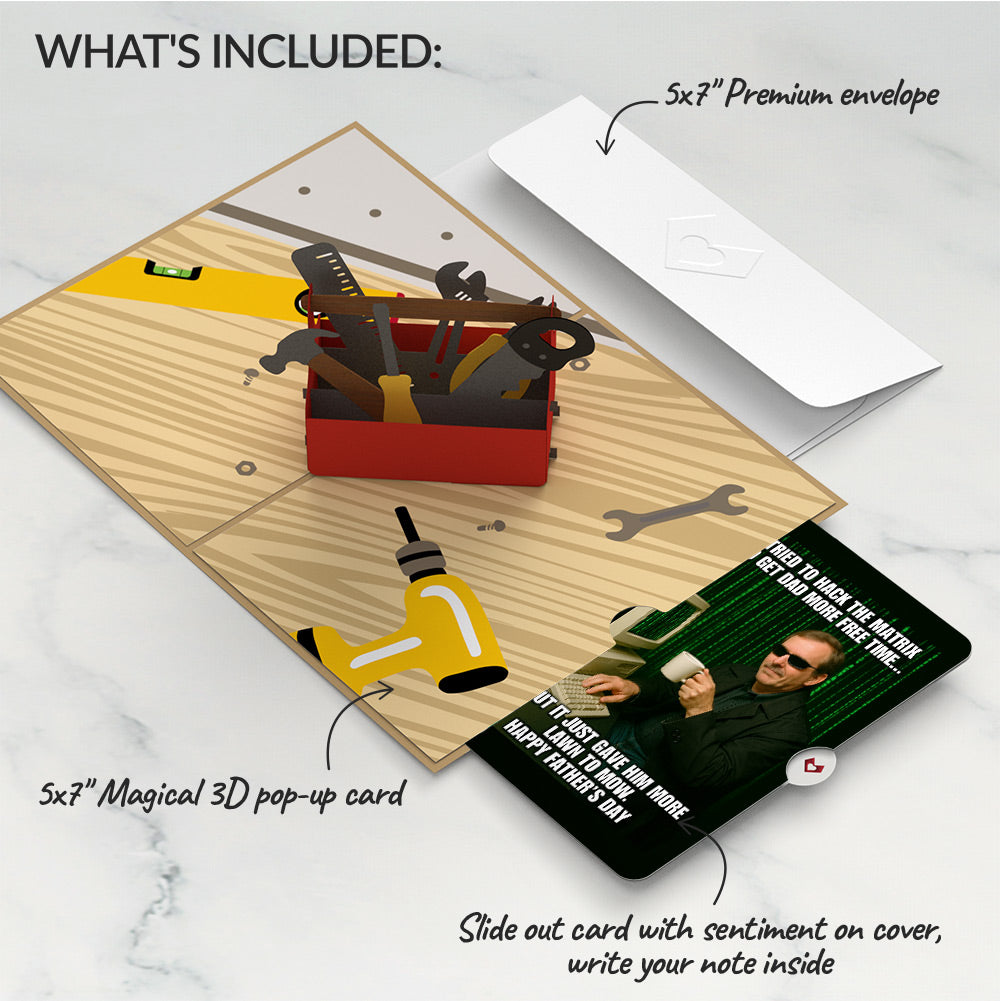 Toolbox Father's Day Pop-Up Card and Matrix Hacker Sentiment Set、mySite、solidvoid