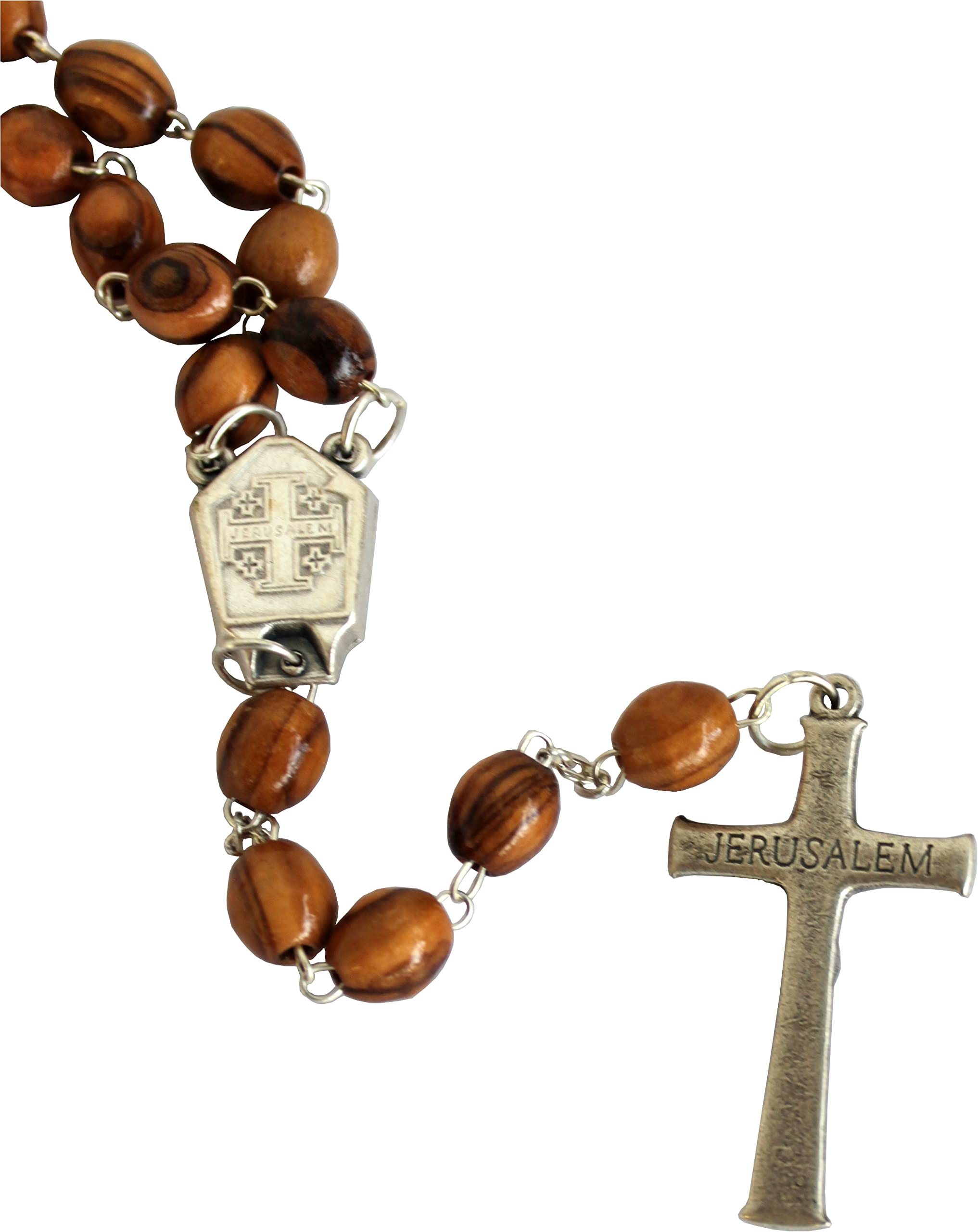  Holy Land Market Olive Wood Hand Made Rosary with Jordan River Water Center and Metal Crucifix、mySite、elrpsem3k