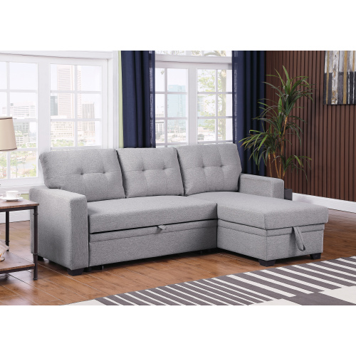 Upholstered Pull out Sectional Sofa with Chaise、、casual