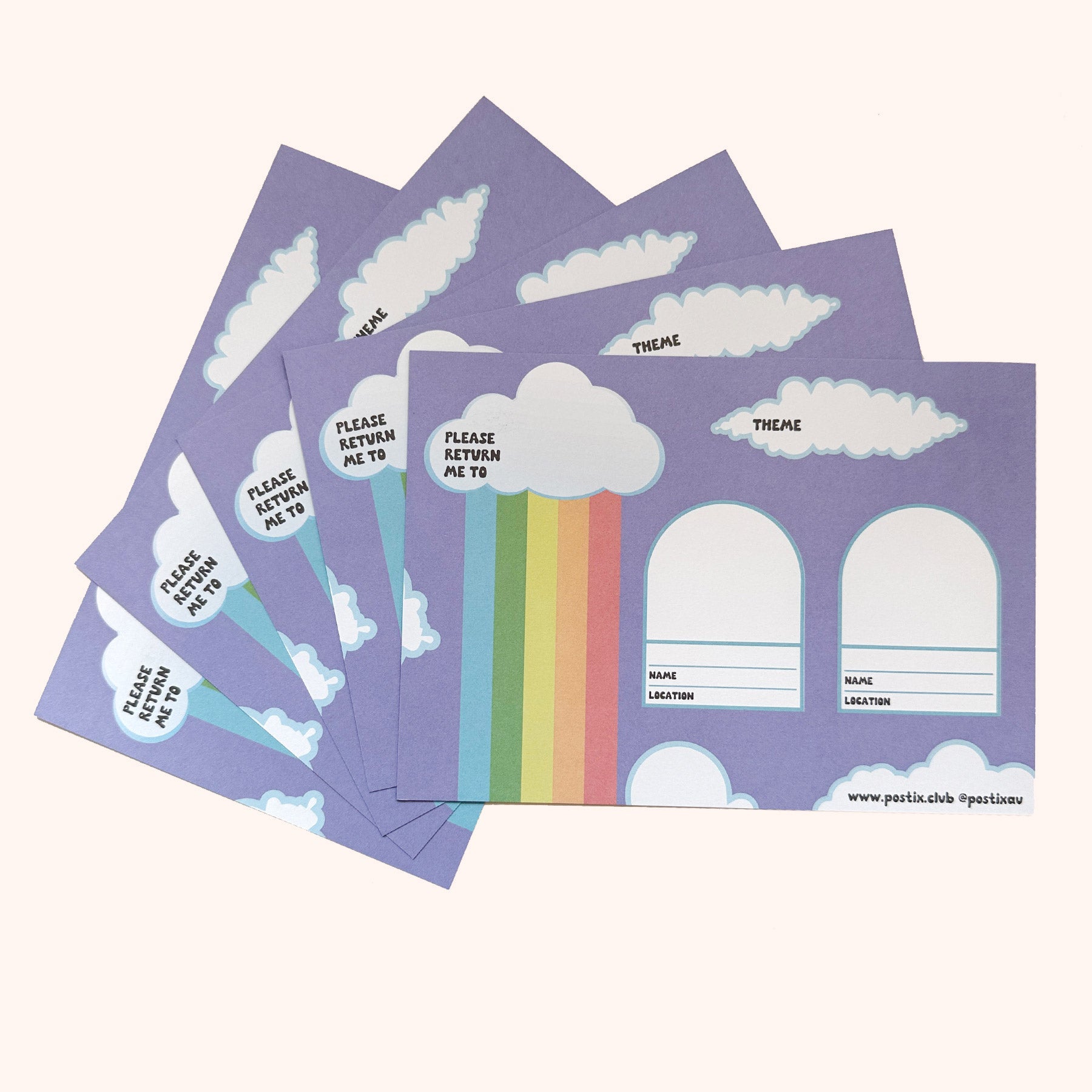  Rainbow Sky Adventures Traveling Sticker Card 5 Pack、mySite、ghnorth