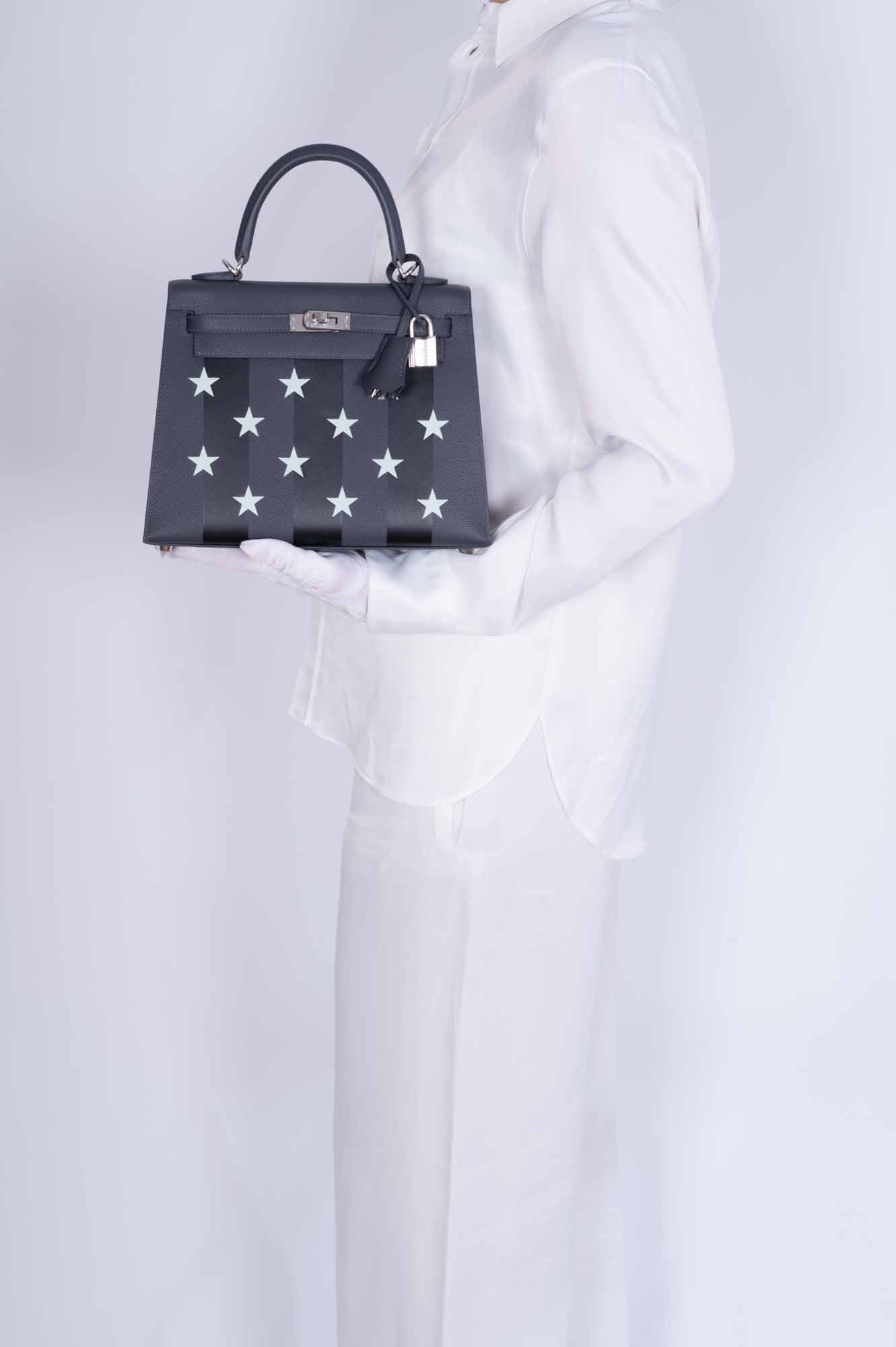 Hermès Kelly 25 Sellier Ardoise and Vert Peppermint Epsom and Black Tadelakt Casaque Etoilee Stars Palladium Hardware、mySite、garminoutage.com