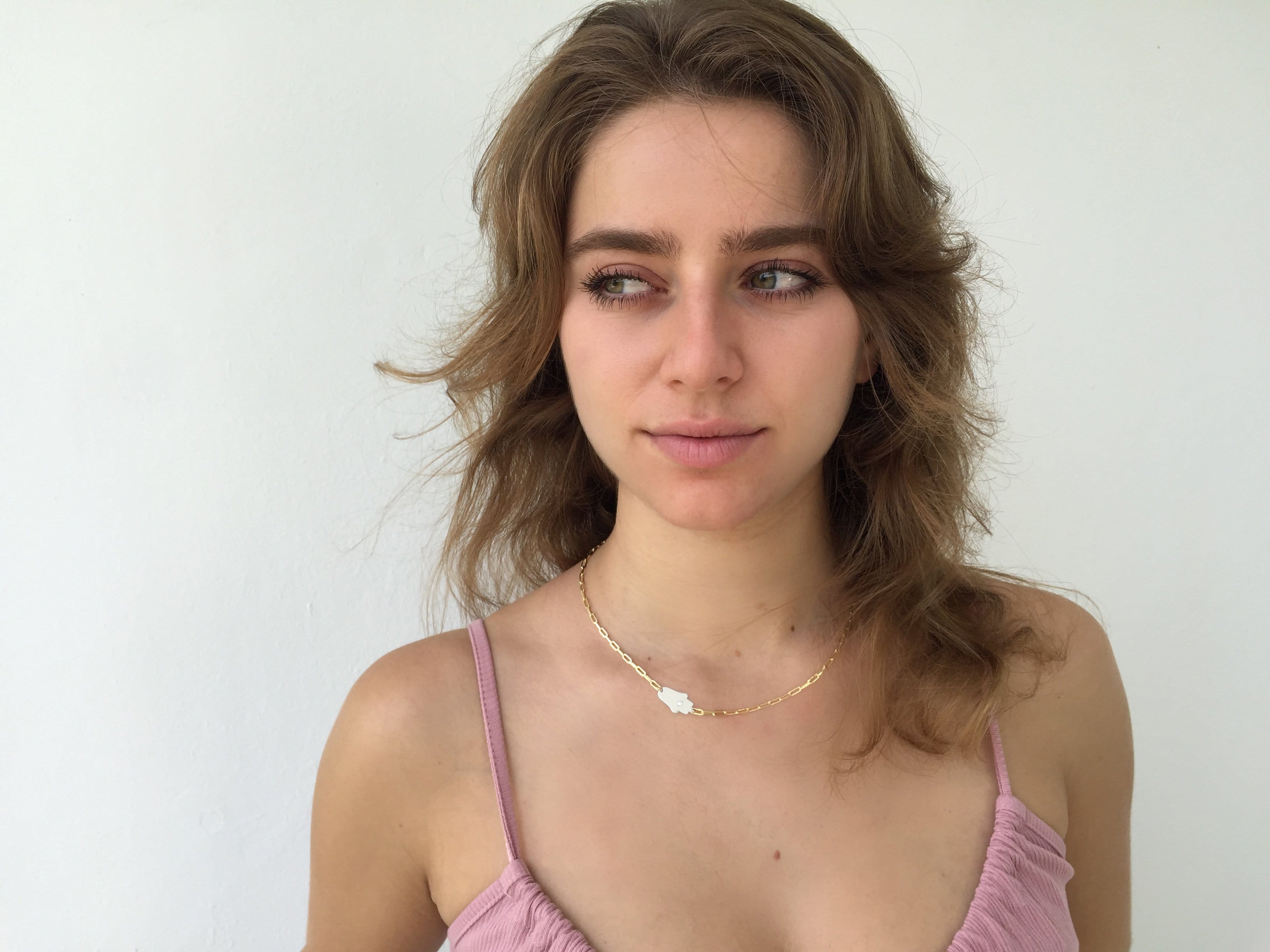 Dani Hamsa Diamond Paperclip Necklace - (Sterling Silver, Gold-Plated, or Two-Tone)、mySite、topwebapps