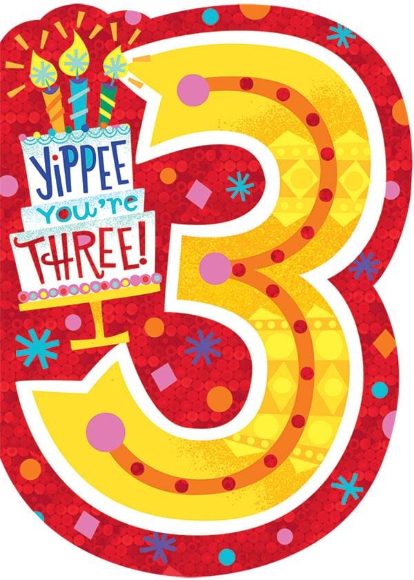  Birthday Note Card - 3rd Birthday Foil、mySite、ghnorth