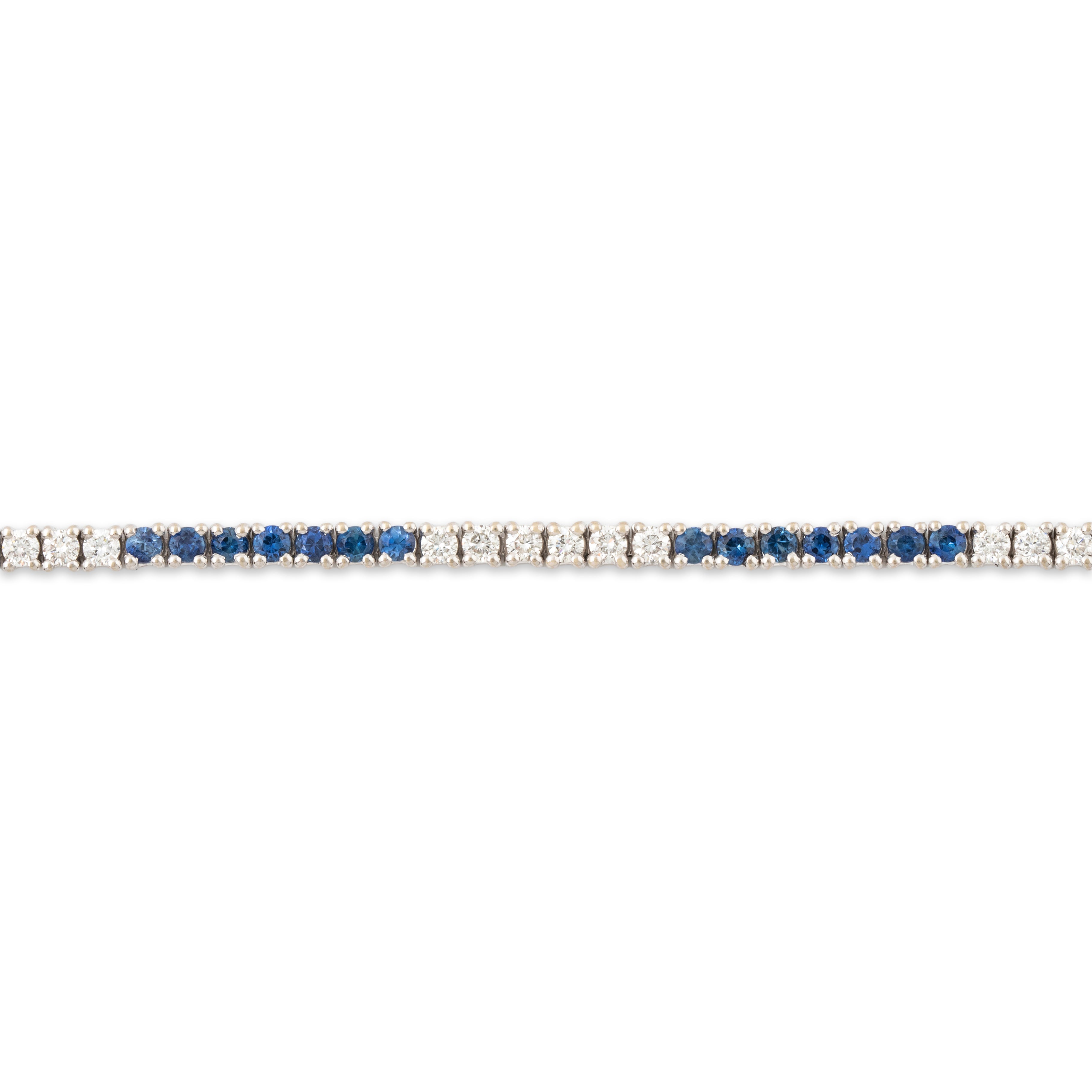 Vintage 14k White Gold 1.68cttw Sapphire 1.26cttw Diamond Tennis Bracelet 7、mySite、hinf8tx79