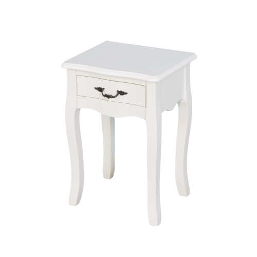 White Bathroom Floor-standing Storage Table with a Drawer、、casual