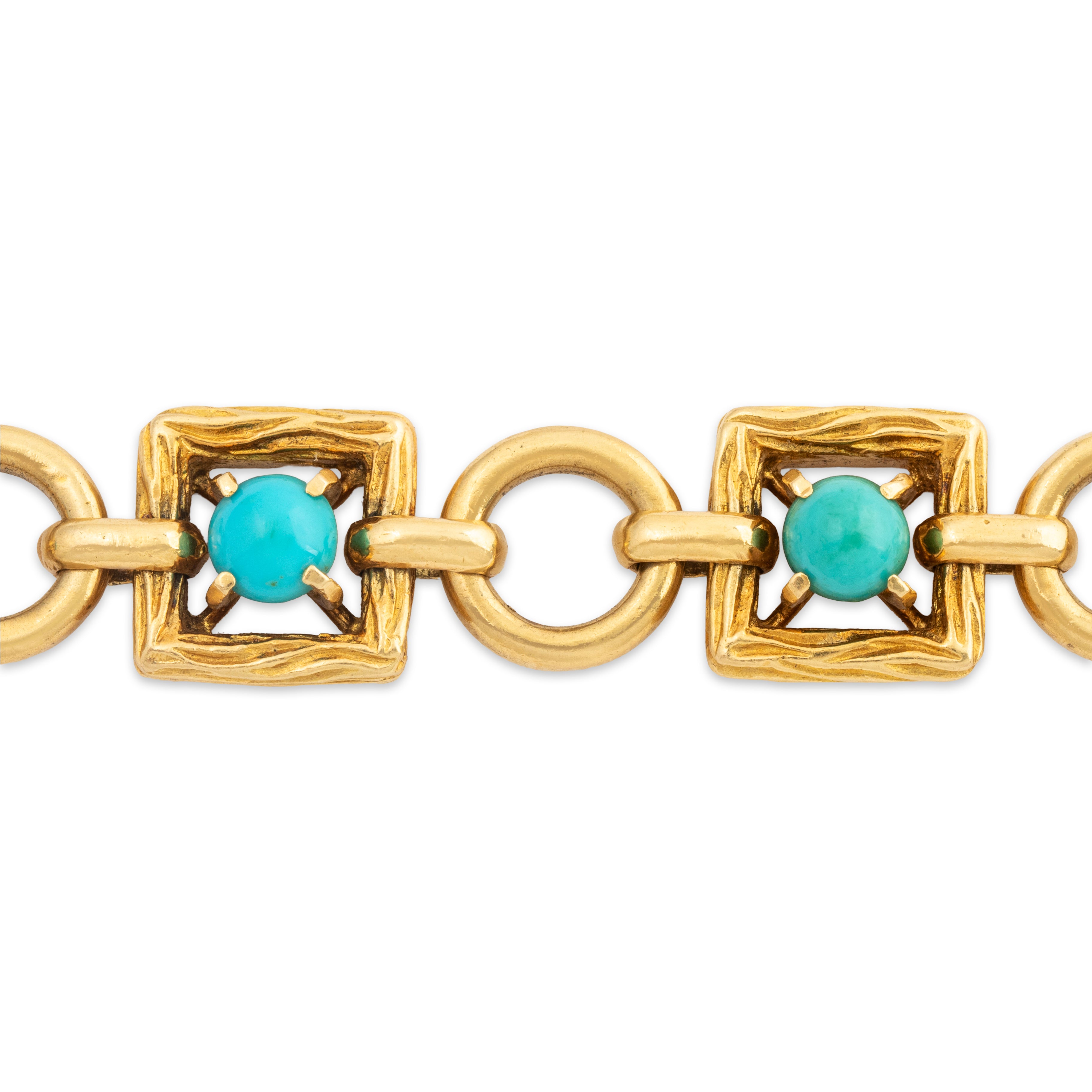 Heavy & Rare Tiffany & Co. 18k Yellow Gold Turquoise Mid Century Bracelet 6、mySite、hinf8tx79