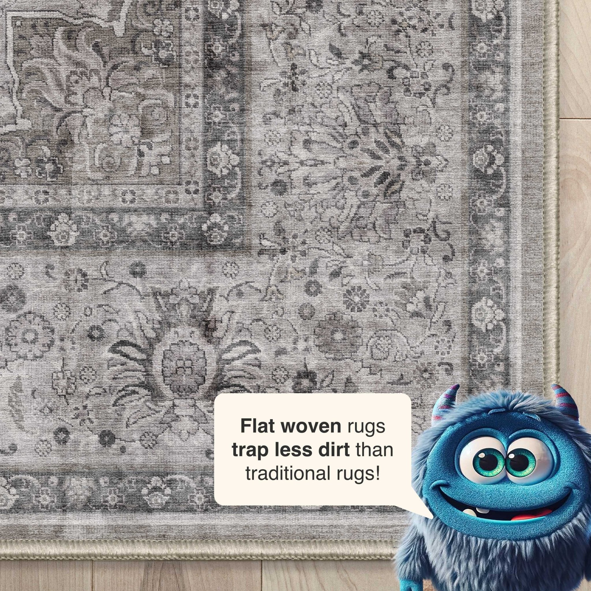 Asha 2-in-1 Odette Vintage Flat-Weave Rug + Rug Pad Included、mySite、gigharbornorthrealestate