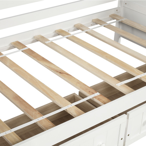 Twin Wooden Daybed with 2 drawers, Sofa Bed for Bedroom Living Room,No Box Spring Needed,White、、casual