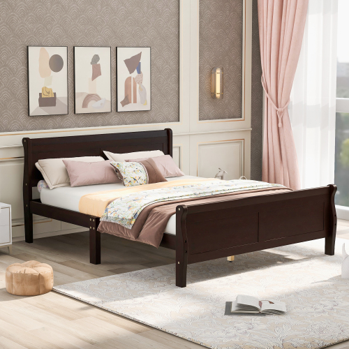Wood Platform Bed Twin Bed Frame Mattress Foundation Sleigh Bed with Headboard/Footboard/Wood Slat Support、、casual