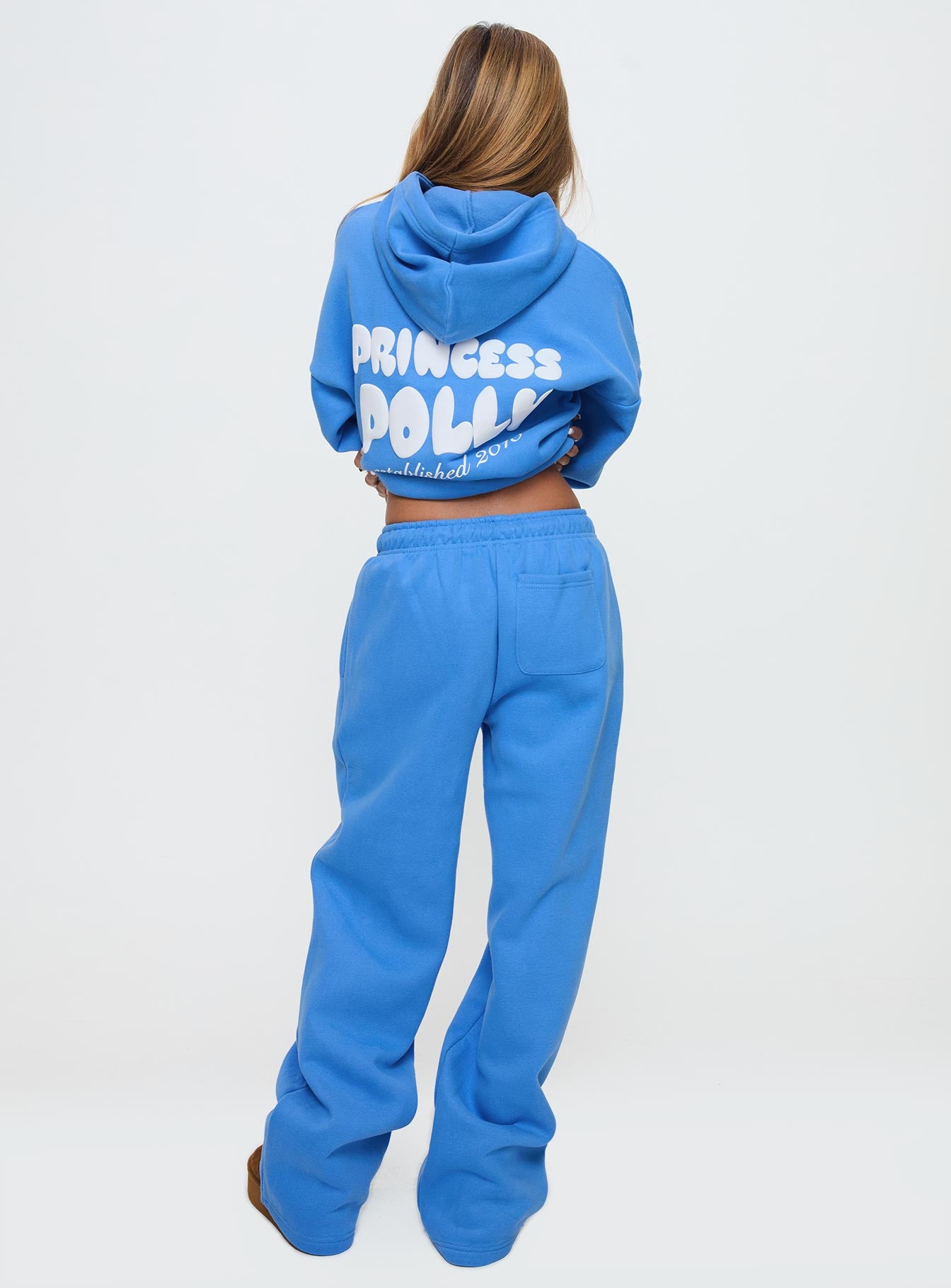 Princess Polly Wide Leg Track Pant Bubble Text Blue、mySite、solidvoid