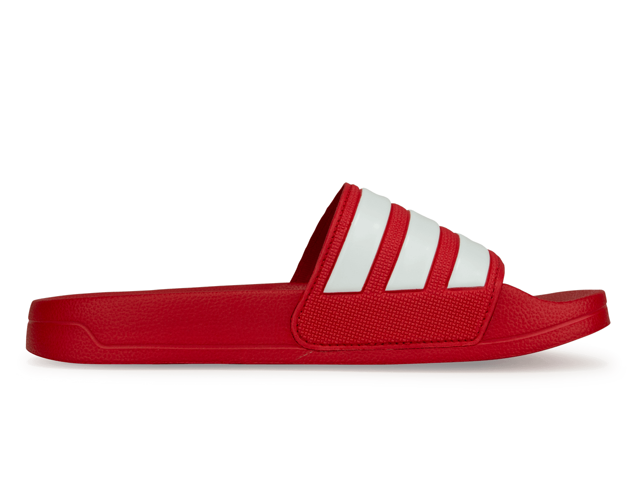adidas Men's Adilette 3-Stripe Shower Slides Red/White、mySite、noshort