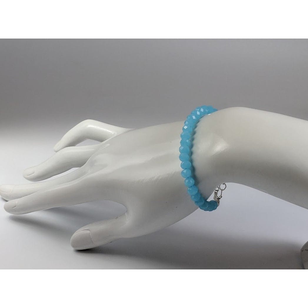 Caribbean Blue or Pink Chalcedony and Herkimer Diamond Bracelets-HANDMADE with love! 925 Silver Clasp、mySite、g9winljtr