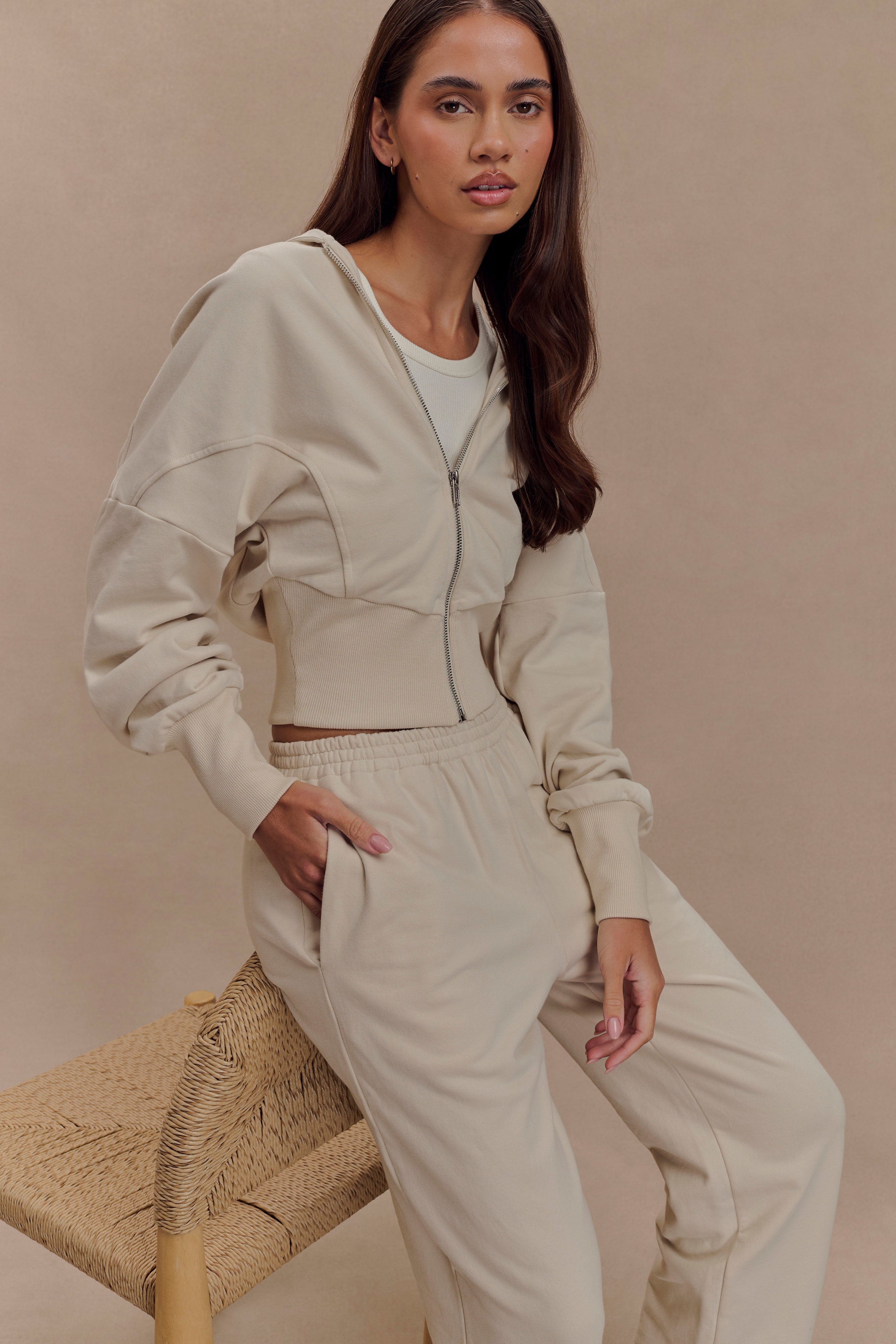 Blake Zip Front Hoodie - Stone、mySite、solidvoid