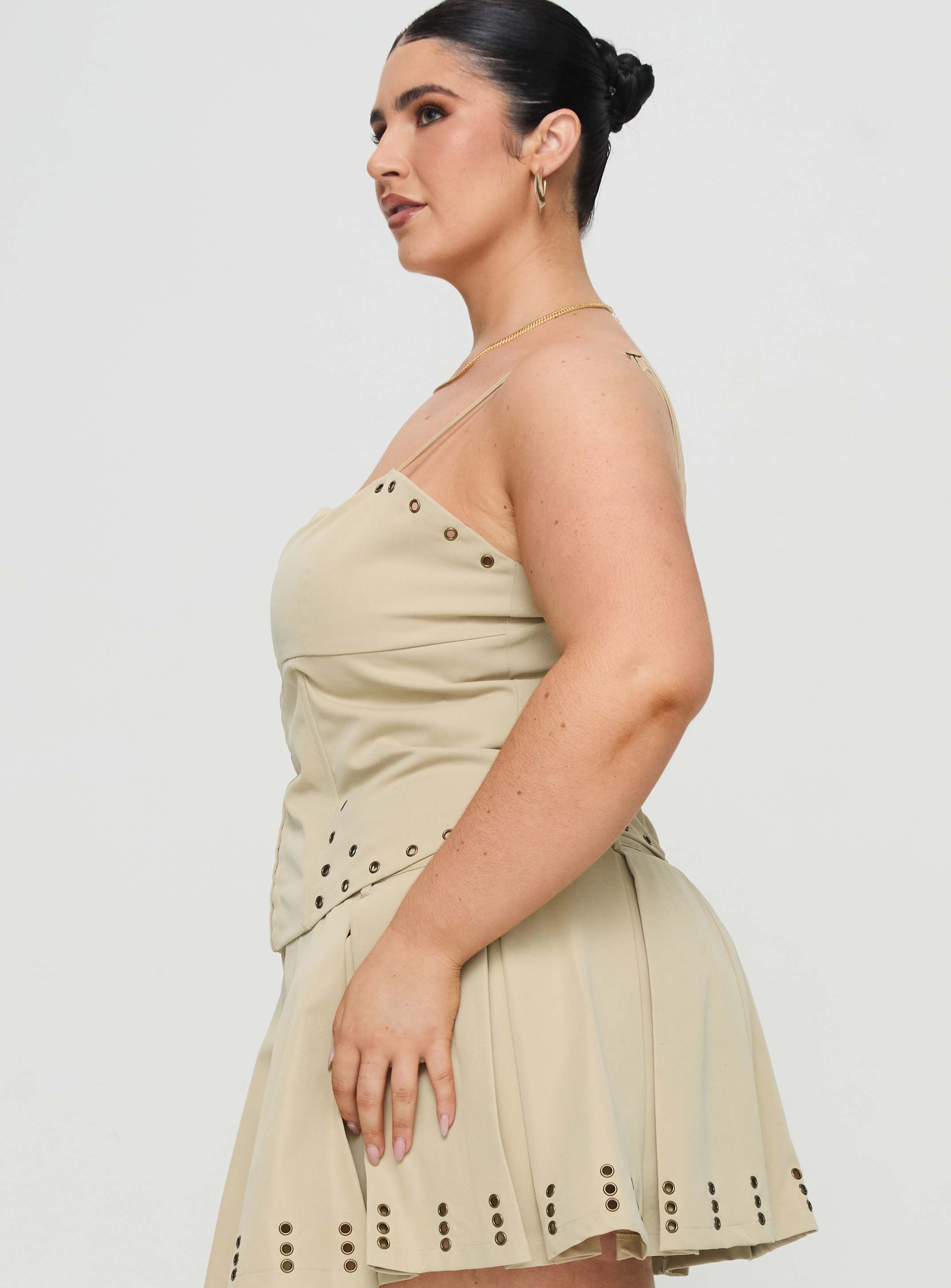 Alinzia Eyelet Corset Top Beige Curve、mySite、solidvoid