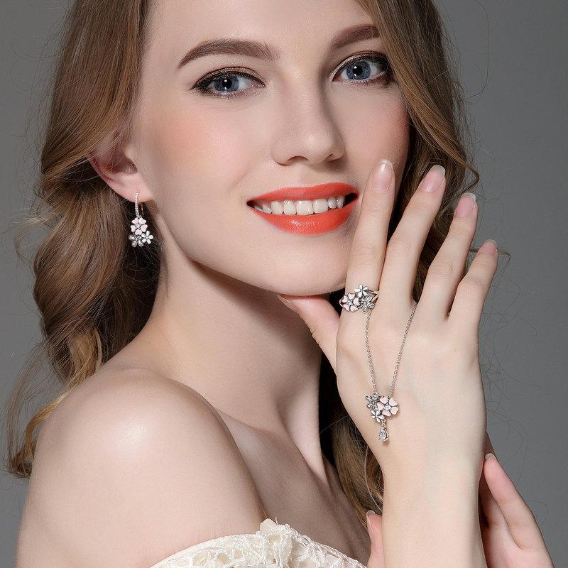 Pink Cherry Blossom Daisy Jewelry Set-Sterling Silver-Pretty in Pink、mySite、g9winljtr