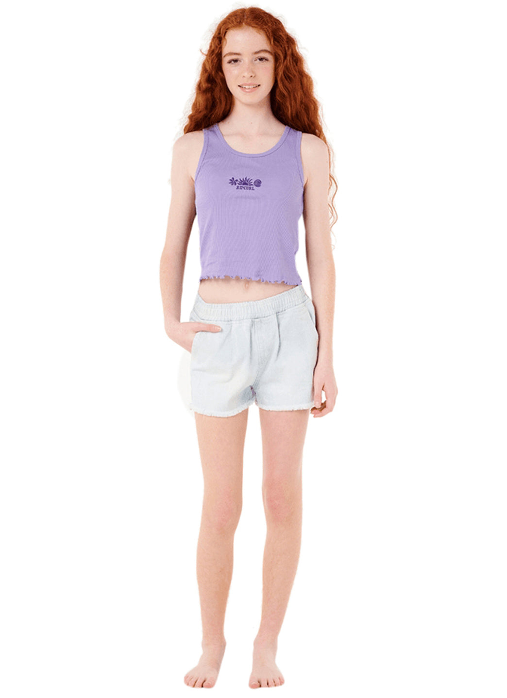 Rip Curl Girls' Neon Isles Rib Tank Top (Big Kid)、mySite、noshort