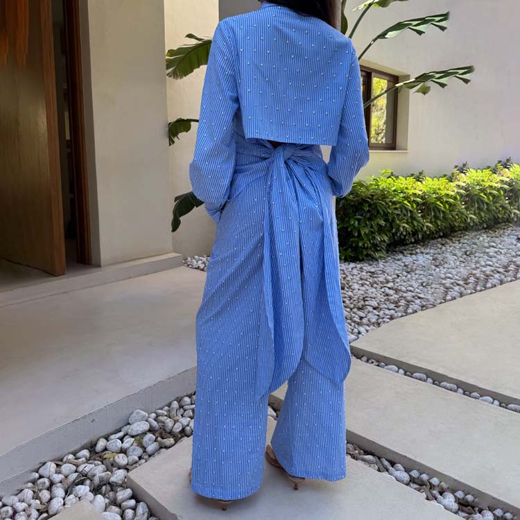 Blue Stripe Tie Back Shirt、mySite、solidvoid