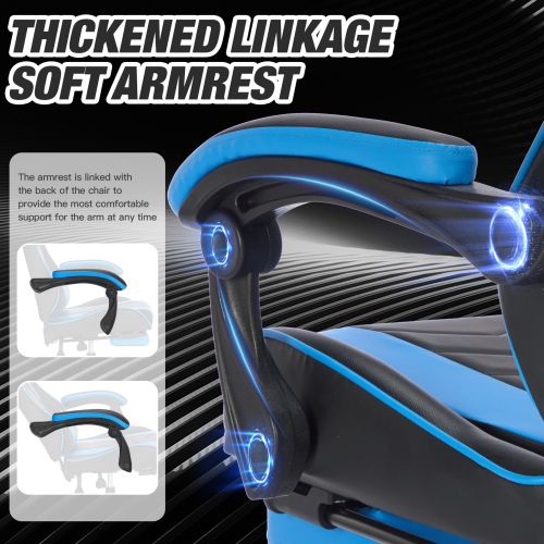 Gaming Chair with Footrest, Ergonomic Computer Chair with Headrest and Lumbar Support, Breathable Material Height Adjustable Video Game Chairs for Adults, Black Orange、、casual