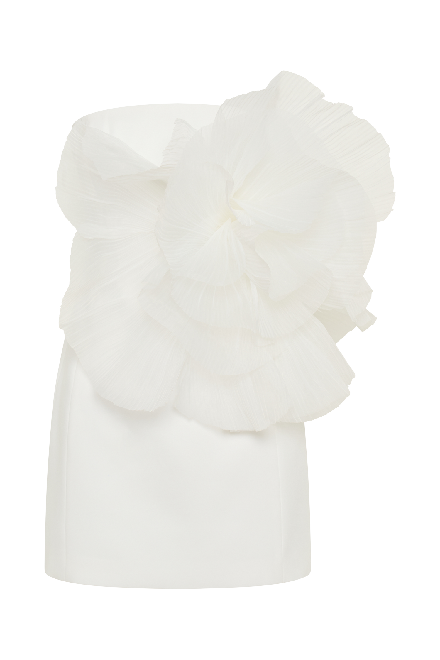 Victoria Strapless Mini Dress With Oversized Flower - White、mySite、solidvoid