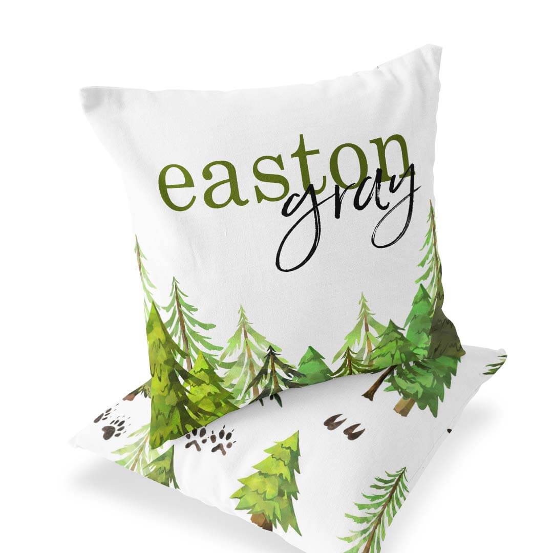  Woodland Trees Custom Name Accent Pillow、mySite、layawaytickets