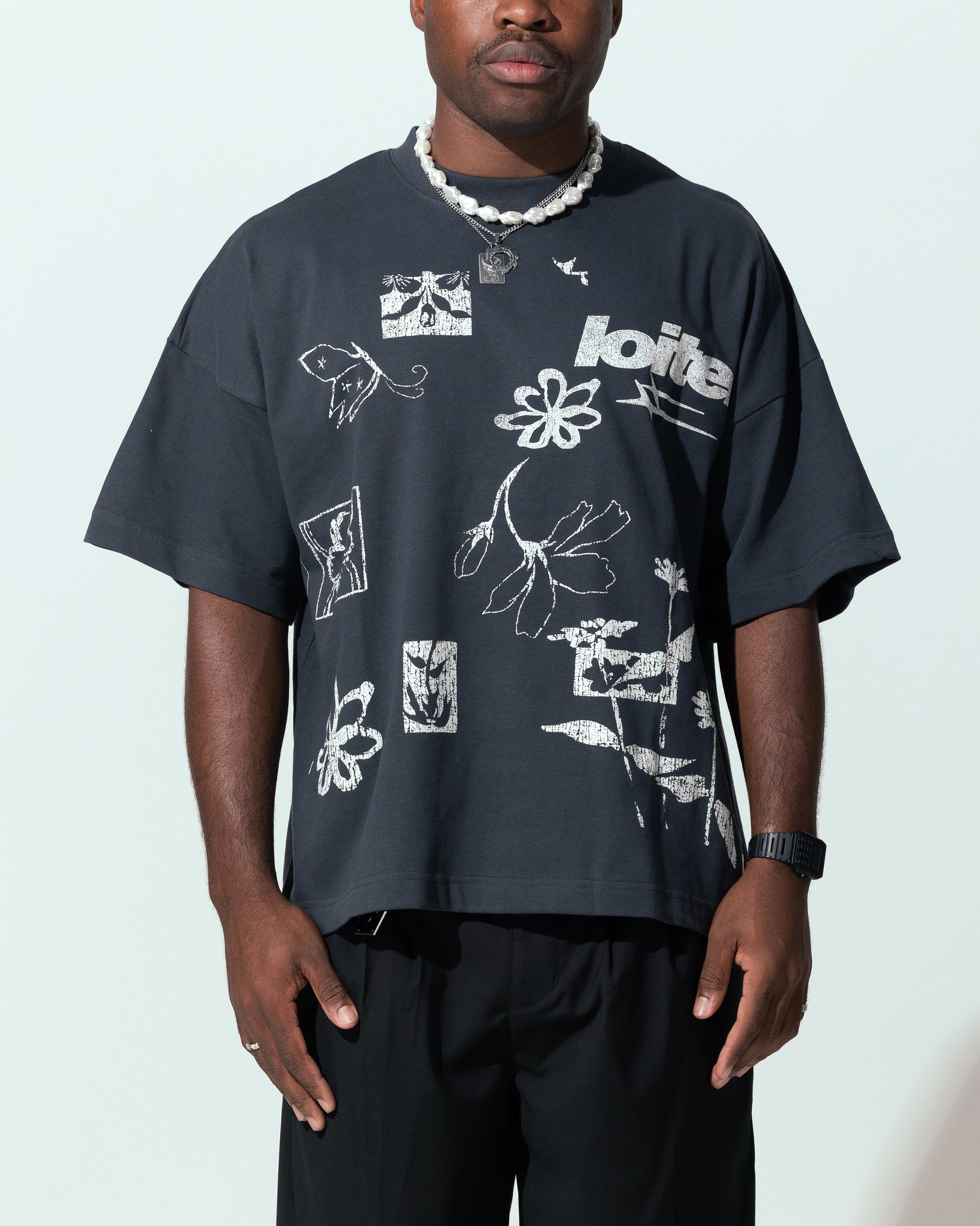 Loiter Flowerbed Box T-Shirt Charcoal、mySite、zt4zffjzw