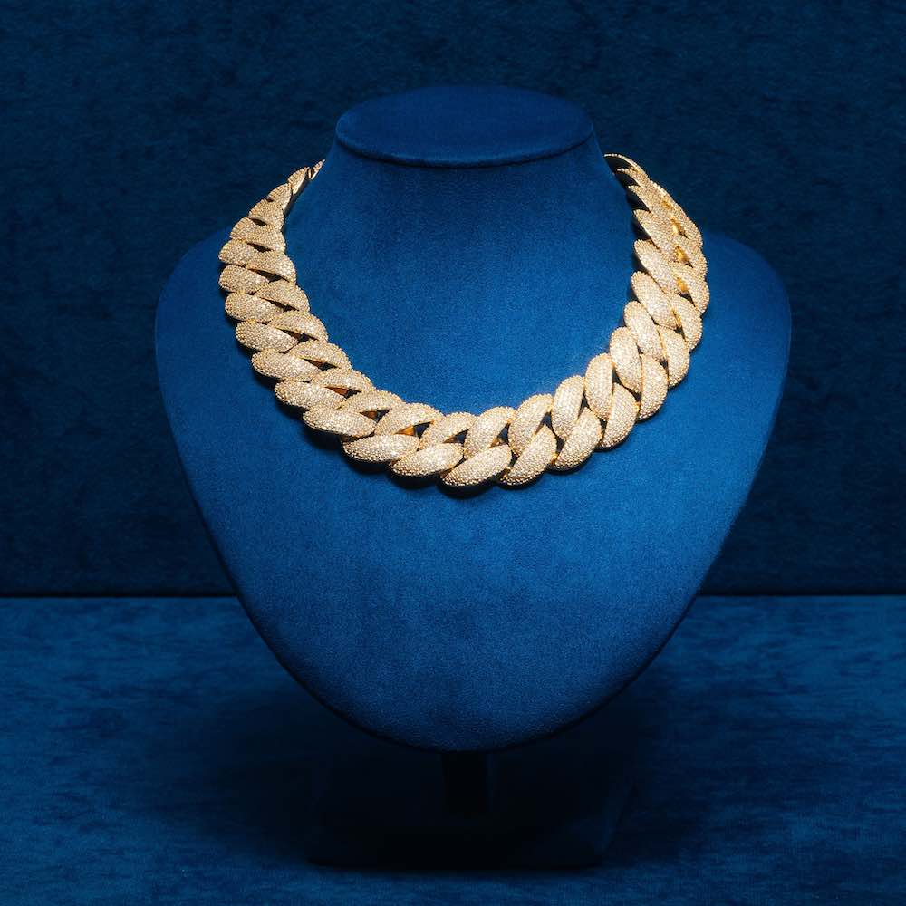 22MM Moissanite 6-Row Miami Cuban Link Chain 14K Gold、mySite、hinf8tx79