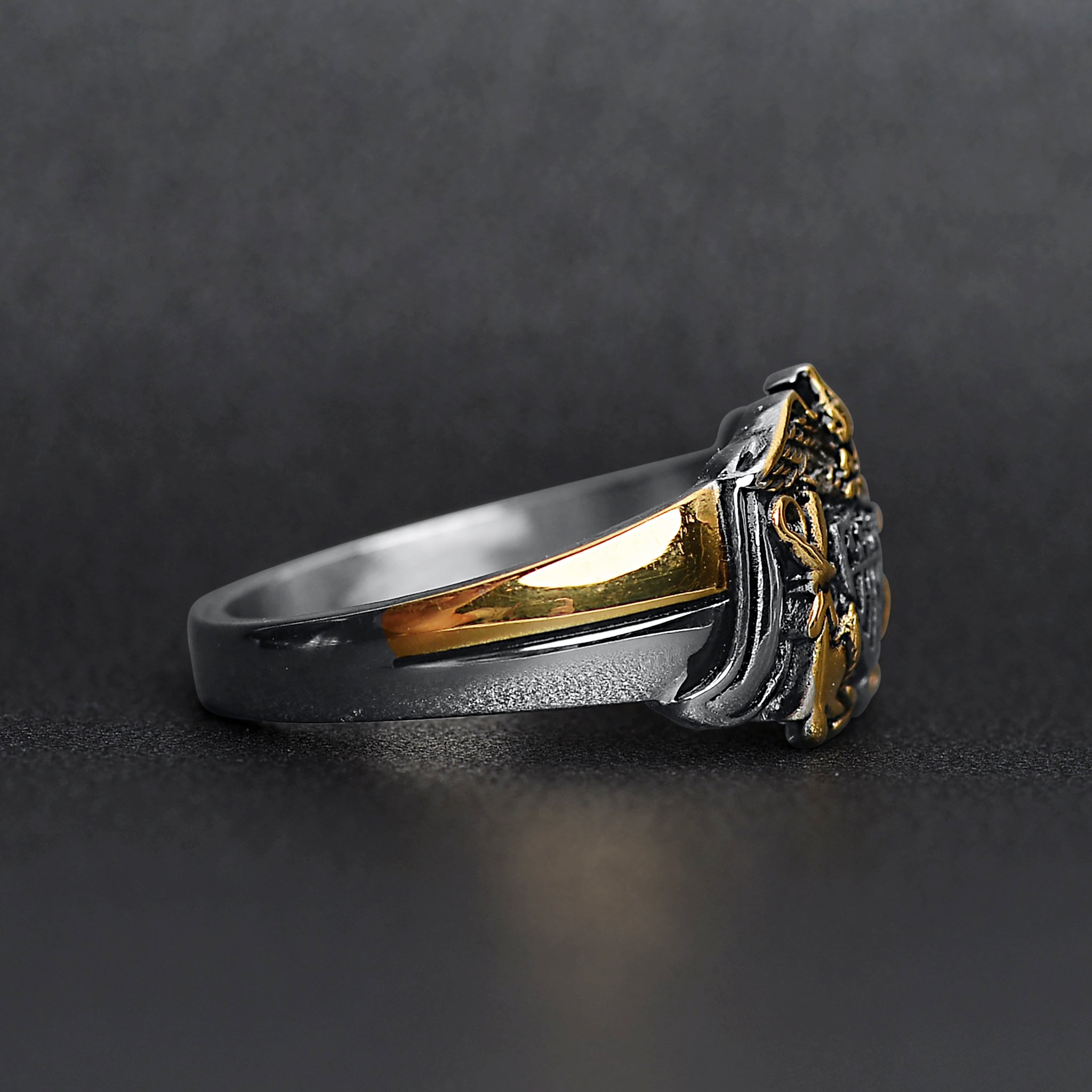 18K Gold PVD Stainless Steel United States Navy Two Tone Women's Ring / MCR6013、mySite、dreamappss
