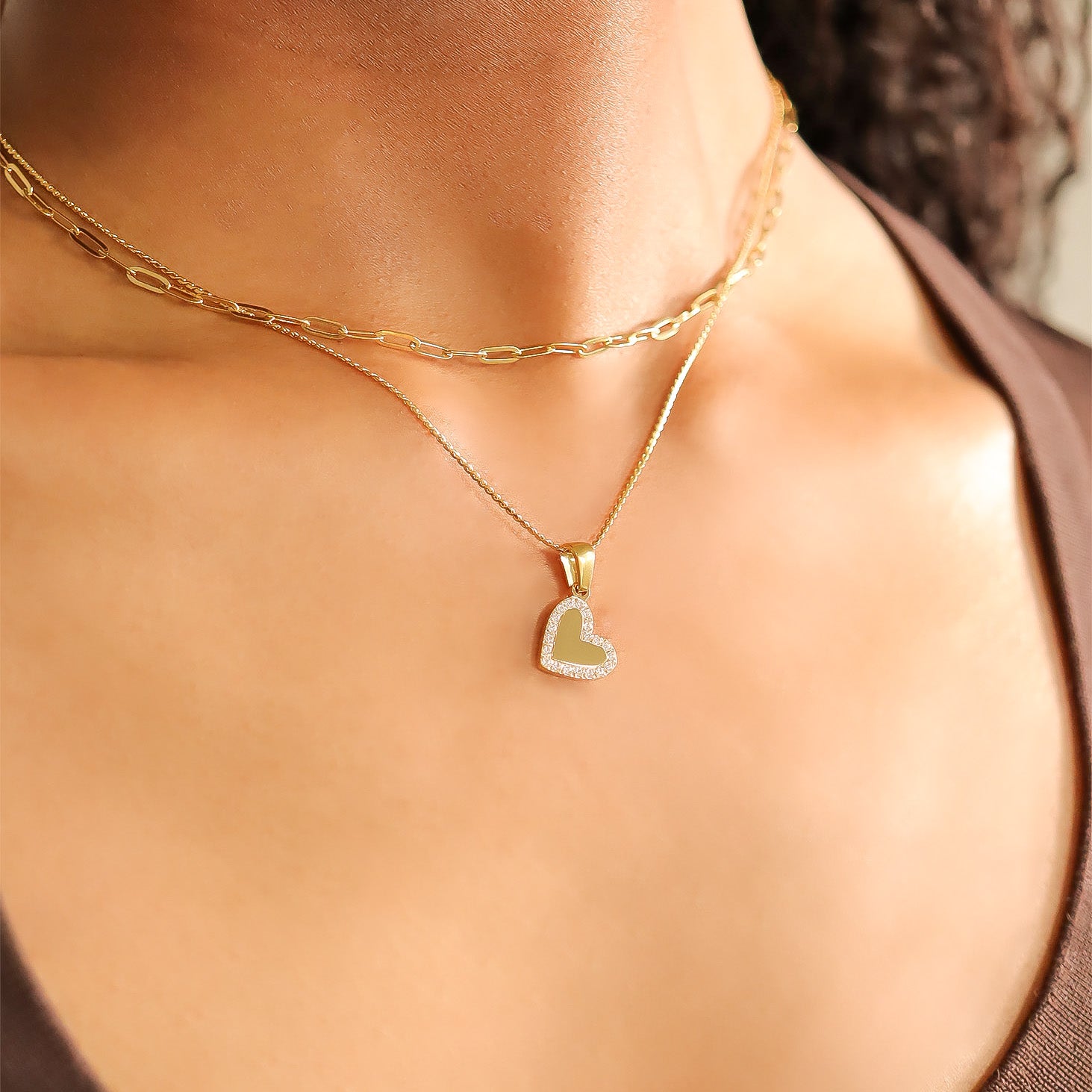 18K Gold PVD Stainless Steel CZ Heart Charm / SBB0289、mySite、dreamappss